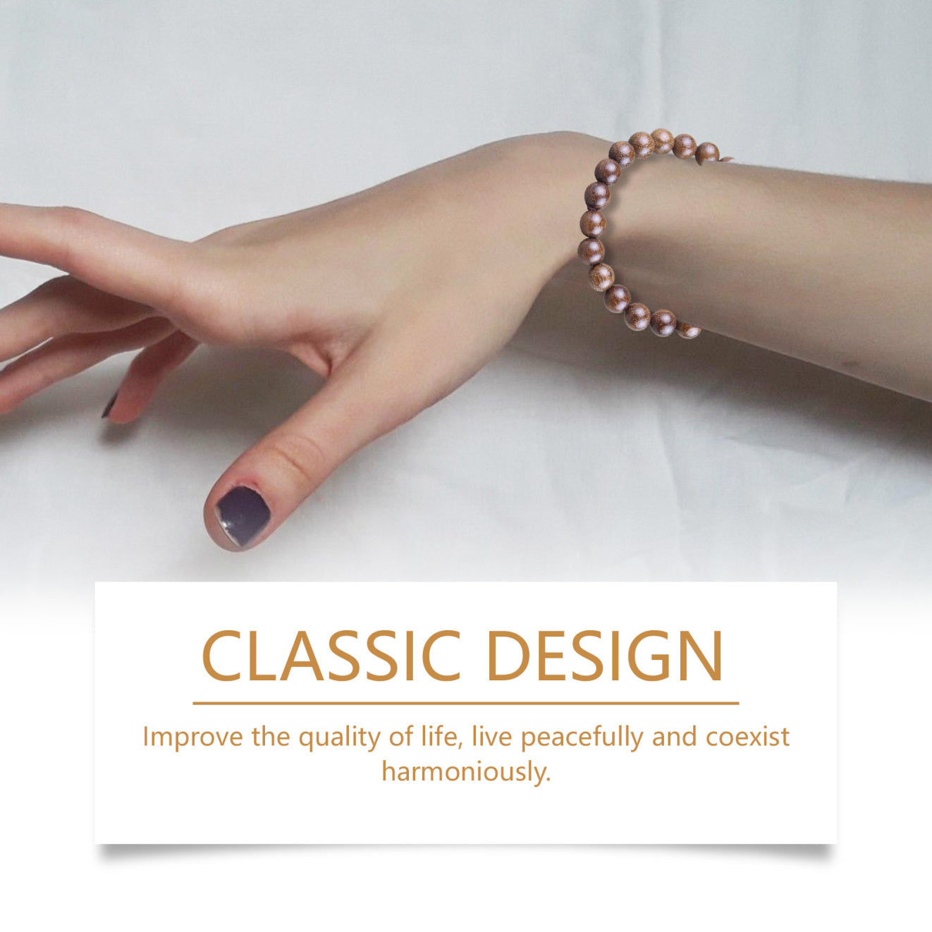 Hoexe Golden Silk Sandalwood Bead Bracelet Is A Simple And Fashionable Decoration For Daily Wear On The Hand