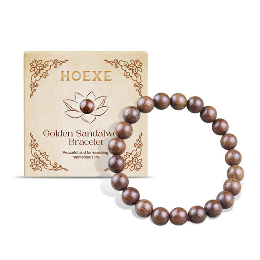 Hoexe Golden Silk Sandalwood Bead Bracelet Is A Simple And Fashionable Decoration For Daily Wear On The Hand