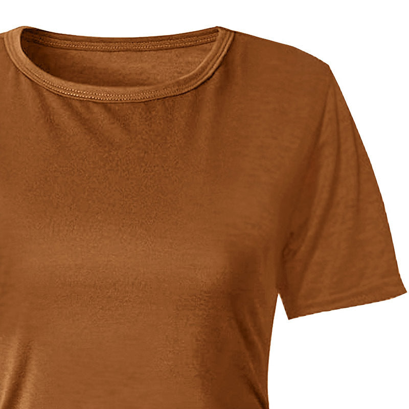 Women's Solid Color Short Sleeve Dress Casual Crew Neck, Everyday Wear